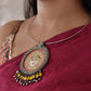 Divine Elegance: Handcrafted Silver Pendant with Miniature Painting of Durga